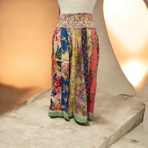 NWT Cotton Patchwork Panel Long Skirt-Size Small